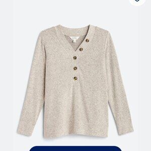 Market & Spruce Joey Henley Cozy Brushed Knit Top